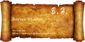 Barna Hiador névjegykártya